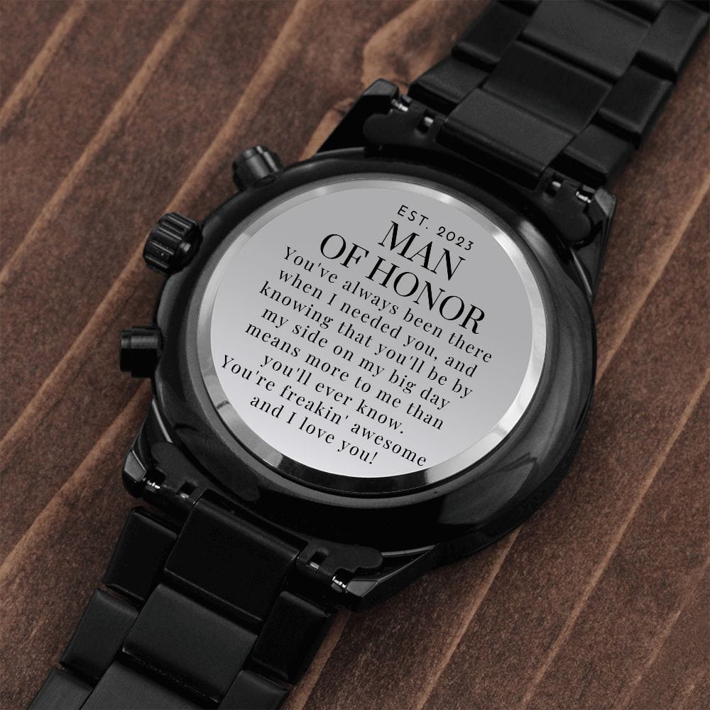 BFF Man of Honor Gift 2023 | Engraved Watch, Male Best Friend, Bridesman Proposal, Brother of the Bride, Officiant, For Him, From the Bride