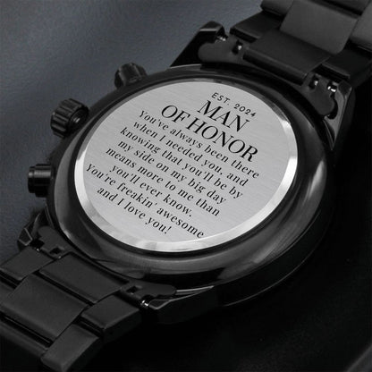 BFF Man of Honor Gift 2024 | Engraved Watch, Male Best Friend, Bridesman Proposal, Brother of the Bride, Officiant, For Him, From the Bride