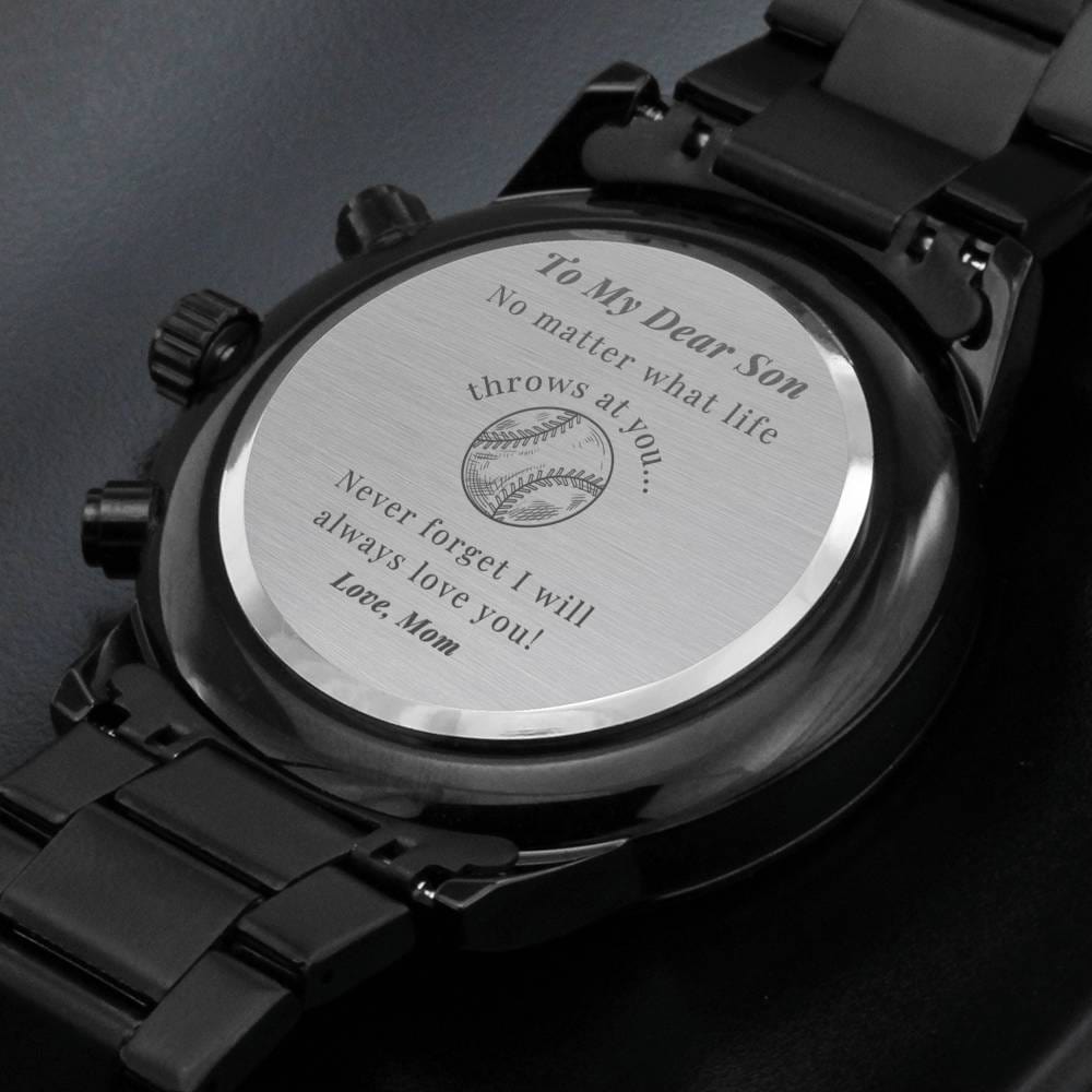 Baseball Son Love, Mom - Engraved Watch