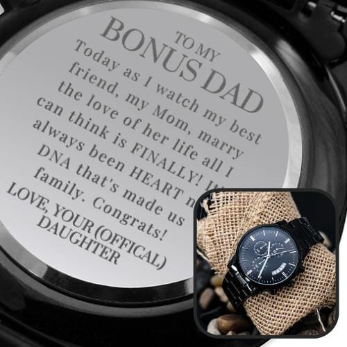 To My Bonus Dad Getting Married | Engraved Watch