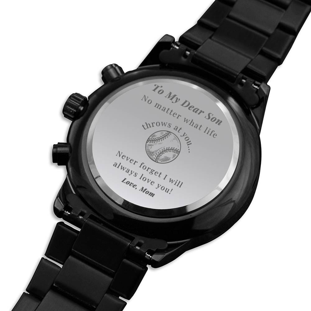Baseball Son Love, Mom - Engraved Watch