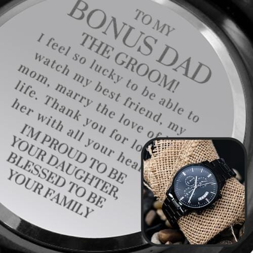 To My Bonus Dad (The Groom!) Getting Married | Engraved Watch