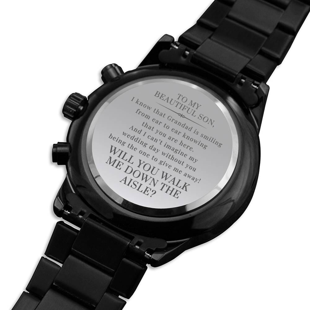 son walk me down the aisle engraved watch