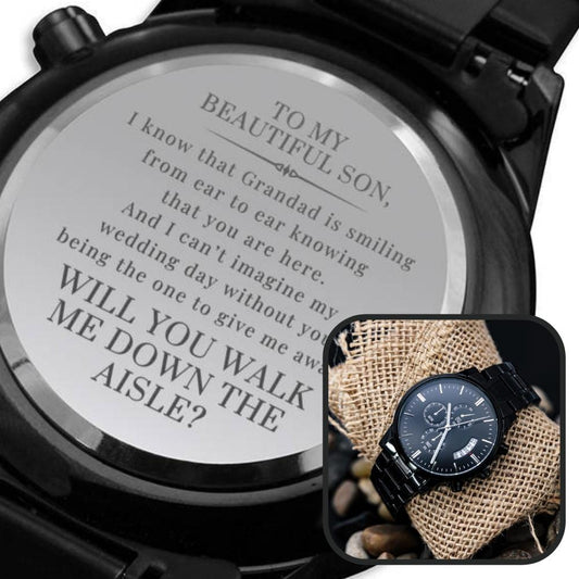 Walk Down the Aisle Gift for Son | Stuff Gina Says, Engraved Watch, Will You Give Me Away Proposal, Son of the Bride, Man of Honor, Son in Law, Stepson