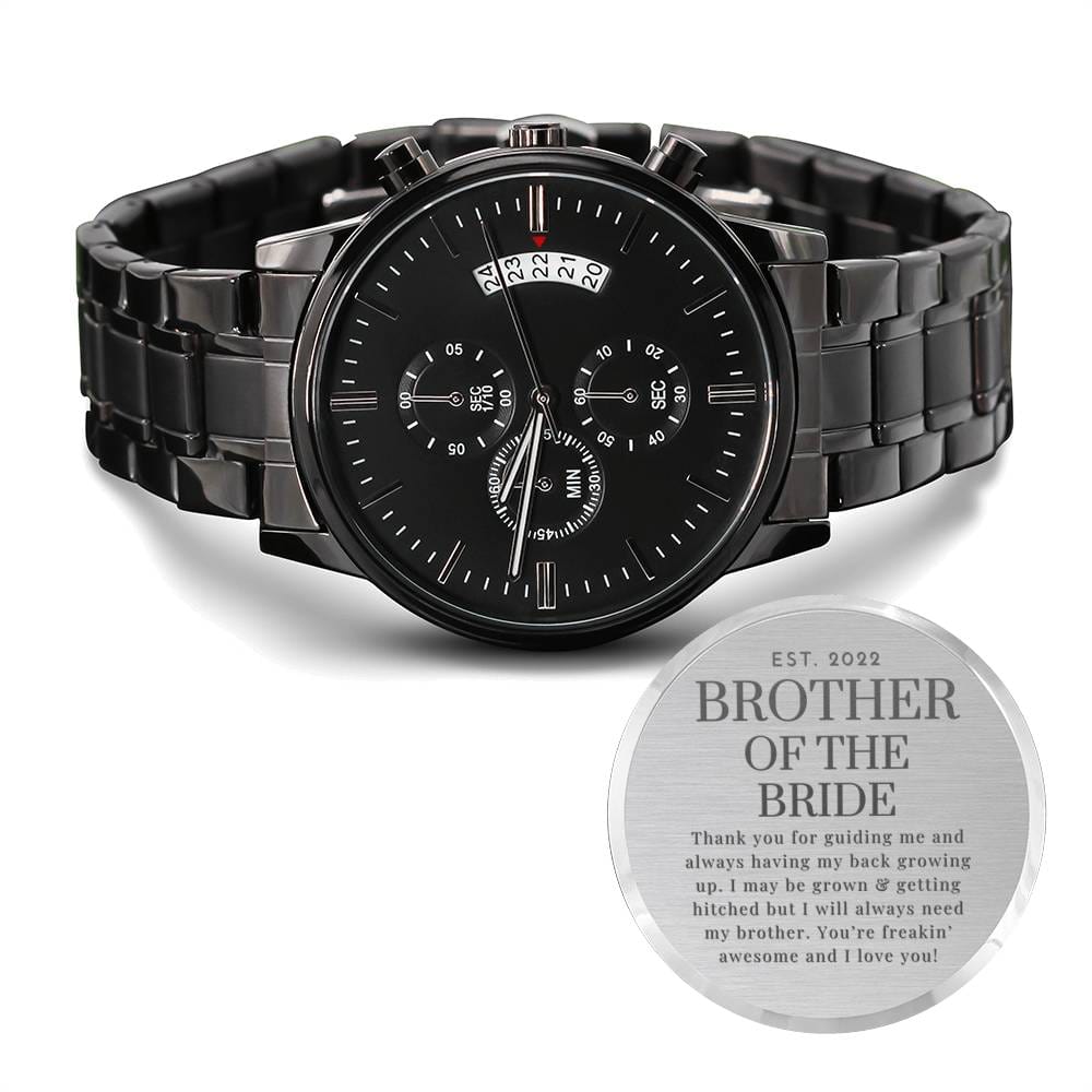 Brother of the Bride Gift 2022 | Stuff Gina Says, Engraved Watch, Man of Honor, Brother in Law, Rehearsal Dinner, Wedding Party Officiant, Bro Sister For Him