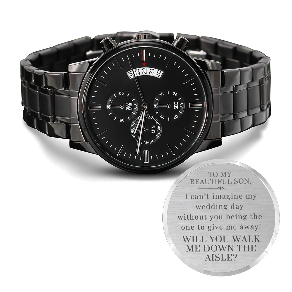 Son, Walk Down the Aisle Gift | Engraved Watch, Will You Give Me Away Proposal, Son of the Bride, Man of Honor, Son in Law, Stepson