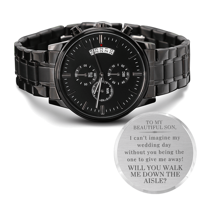 Son, Walk Down the Aisle Gift | Engraved Watch, Will You Give Me Away Proposal, Son of the Bride, Man of Honor, Son in Law, Stepson