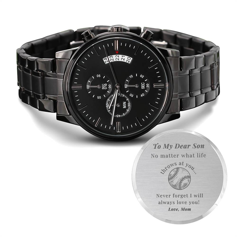 Baseball Son Love, Mom - Engraved Watch