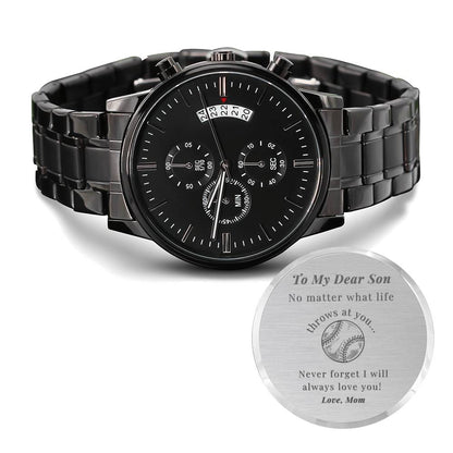 Baseball Son Love, Mom - Engraved Watch