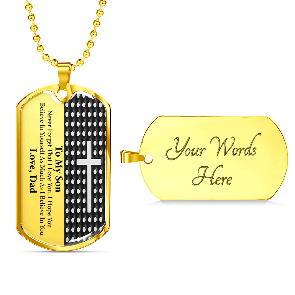 Son Gift (Love, Dad) Dog Tag Necklace