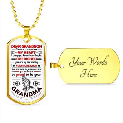 grandson christian dog tag necklace