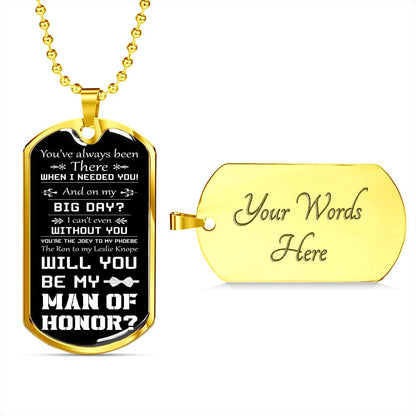 man of honor proposal dog tag necklace