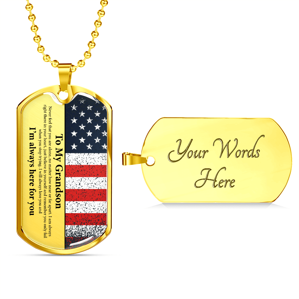 Grandson Gift | American Flag Dog Tag Necklace