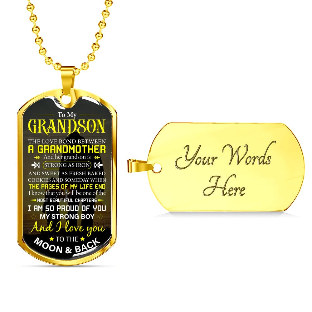 Grandson Strong as Iron dog tag necklace