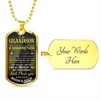 Grandson Strong as Iron dog tag necklace
