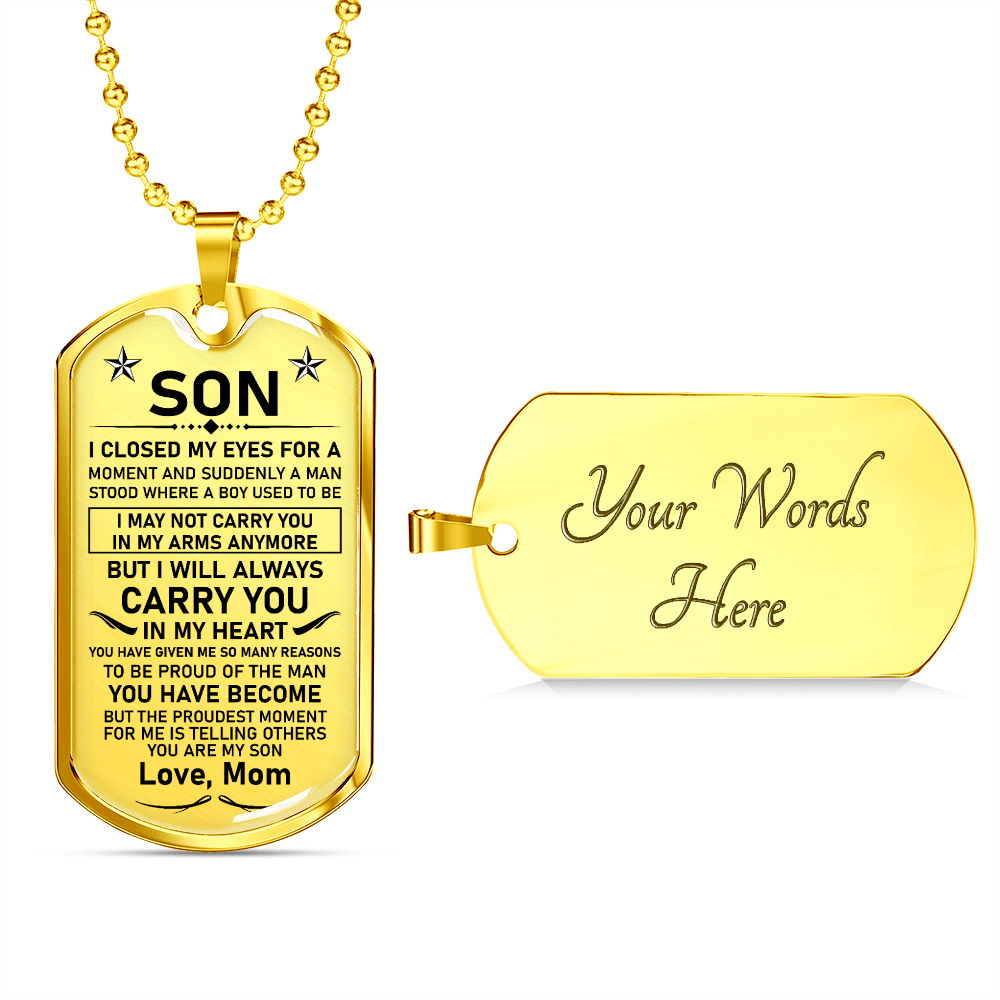 Son Gift (Love, Mom) Dog Tag Necklace