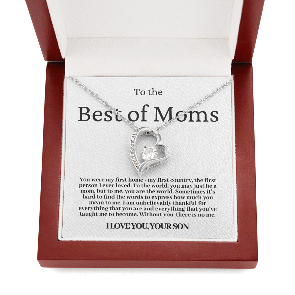 To The Best Of Moms | Without You There Is No Me | Necklace - Gift for Mother's Day From Son, Gift for Mom, You Were My First Country 2F