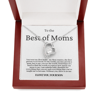 To The Best Of Moms | Without You There Is No Me | Necklace - Gift for Mother's Day From Son, Gift for Mom, You Were My First Country 2F