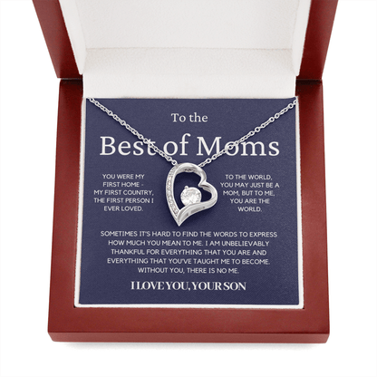 To The Best Of Moms | Without You There Is No Me | Necklace - Gift for Mother's Day From Son, Gift for Mom, You Were My First Country 3F