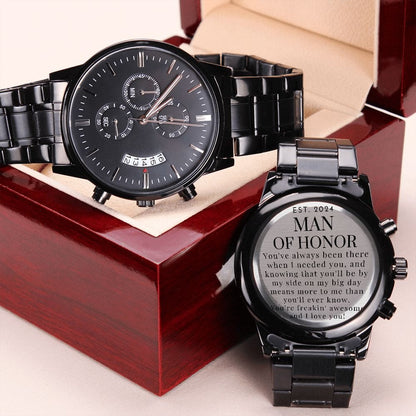 BFF Man of Honor Gift 2024 | Engraved Watch, Male Best Friend, Bridesman Proposal, Brother of the Bride, Officiant, For Him, From the Bride