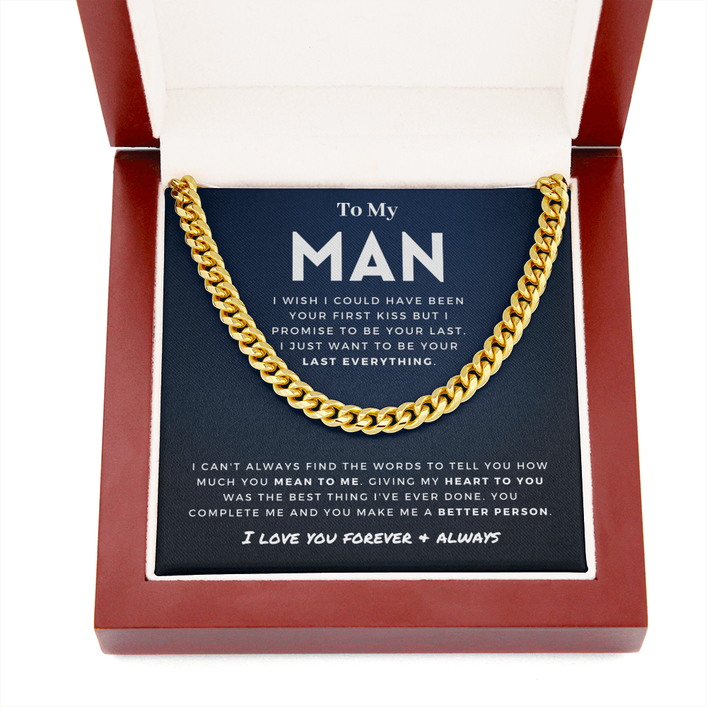 My Man - Better Person - Cuban Link Chain | For Husband, For Boyfriend, For Fiancé, Anniversary Gift, Valentine's Day for Him 0128c