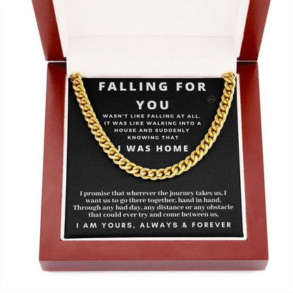 Romantic Gift for Boyfriend | My Man Cuban Link Chain Necklace, Husband Anniversary Gift, Heartfelt Soulmate Gift, Christmas Gift for Him 01