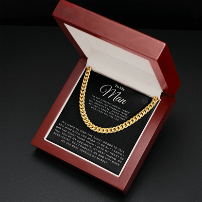 My Man - You Complete Me - Cuban Link Chain | Gift for Husband, Boyfriend, Soulmate, Anniversary Present, Romantic Birthday 0210b