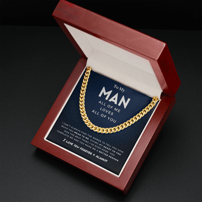 My Man - Better Person - Cuban Link Chain | Anniversary Gift for Husband, for Boyfriend, for Fiancé, Valentine's Day for Him 0128o