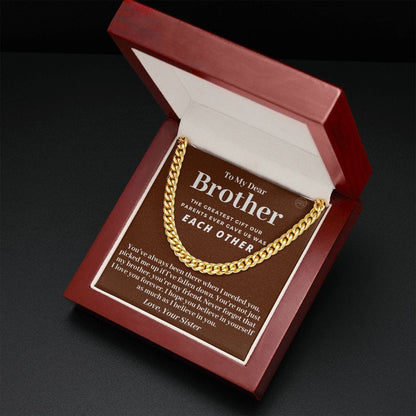 Brother Gift (From Sister) Cuban Link Chain | Sentimental Birthday Gift for Brother, Christmas Gift Necklace for Brother from Sister 914c