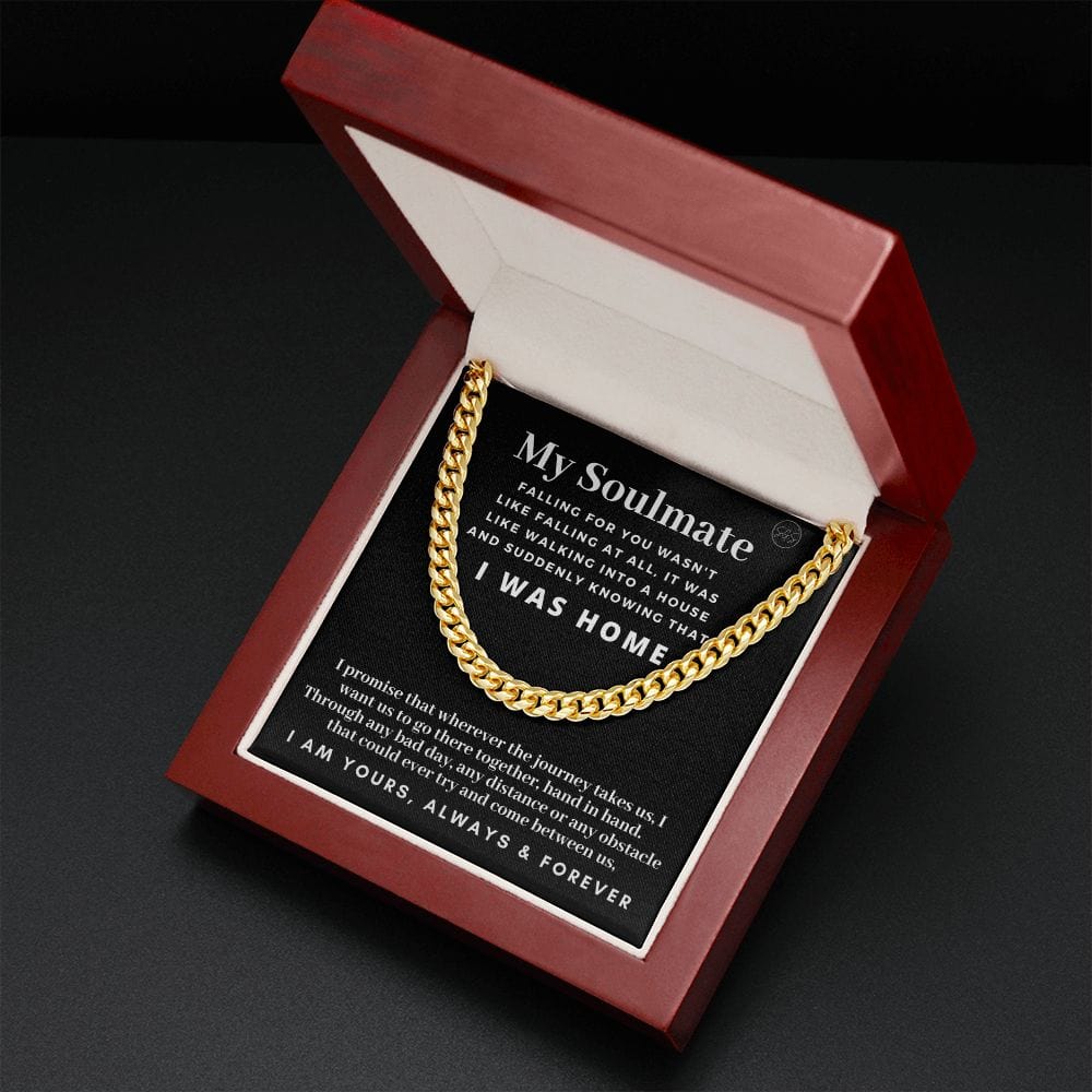 Romantic Gift for Boyfriend | My Man Cuban Link Chain Necklace, Husband Anniversary Gift, Heartfelt Soulmate Gift, Christmas Gift for Him 05