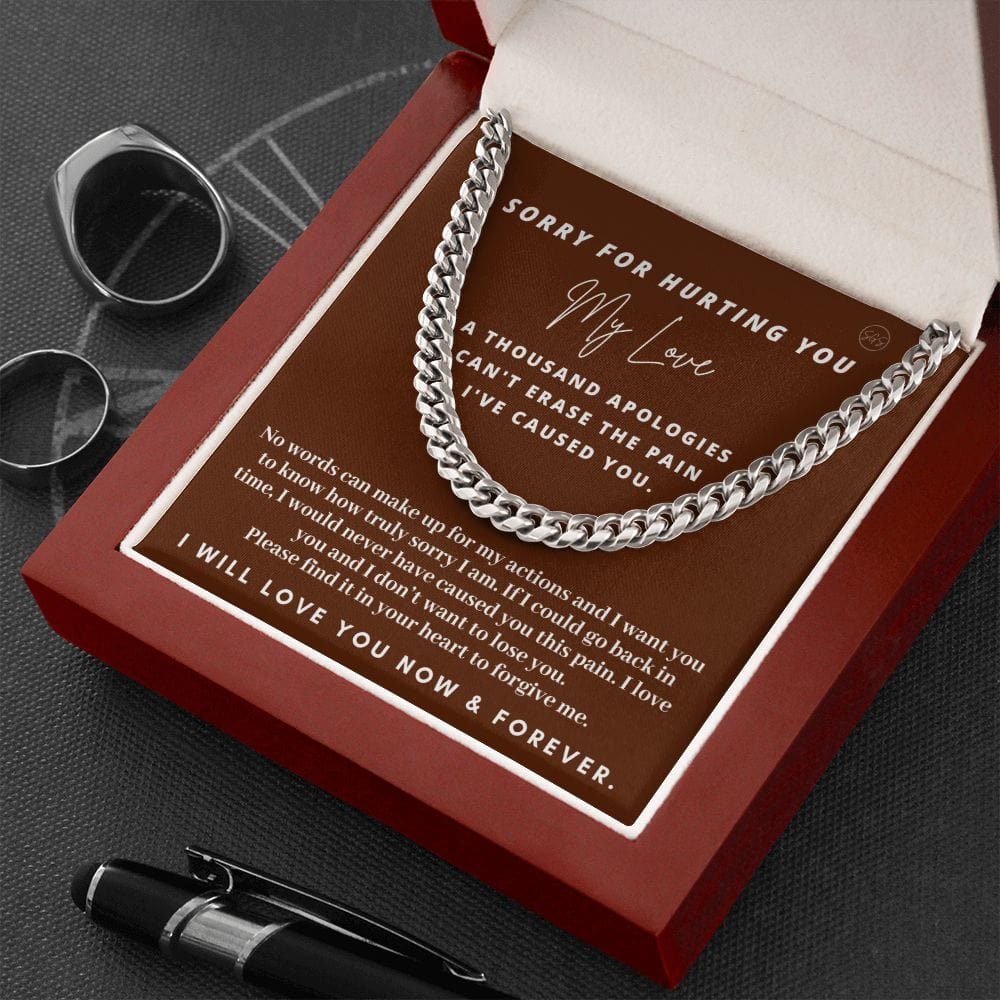Apology Gift for Him | Cuban Link Chain Necklace, I'm Sorry Gift for Husband, Apology Gift for Boyfriend, Please Forgive Me Apologize to Him