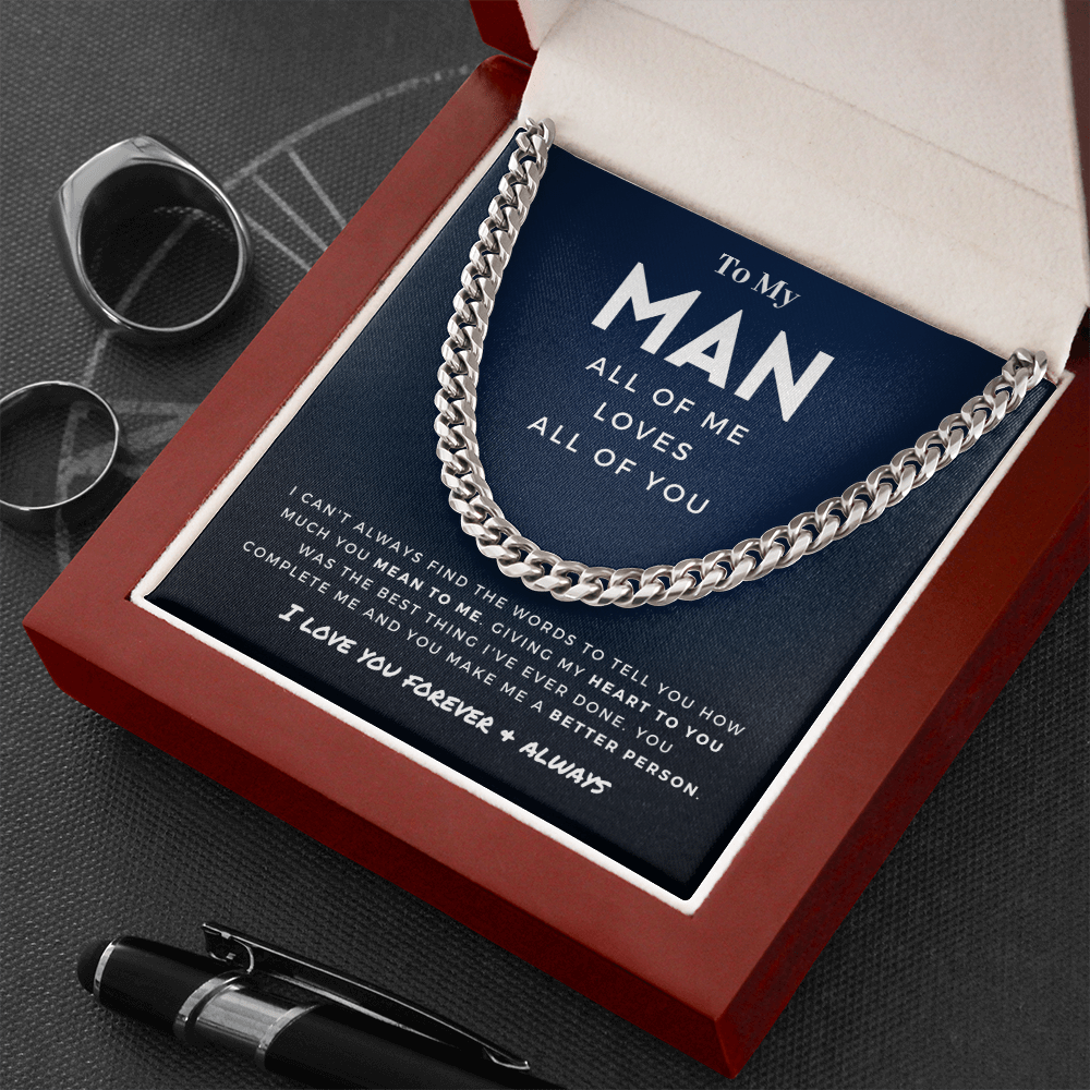 My Man - Better Person - Cuban Link Chain | Anniversary Gift for Husband, for Boyfriend, for Fiancé, Valentine's Day for Him 0128o