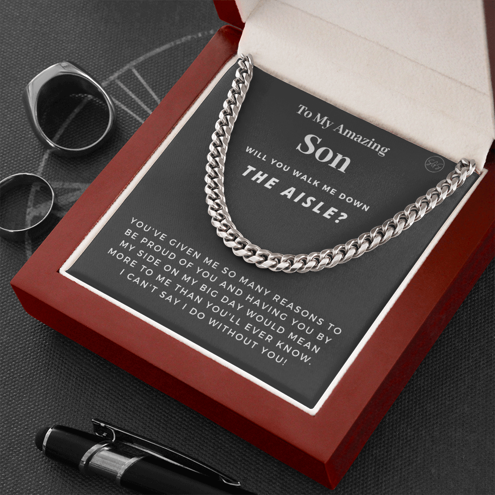 Son, Walk Down the Aisle Gift | Cuban Link Chain, Will You Give Me Away Proposal, Son of the Bride, Will You Walk Me Down the Aisle, Son?