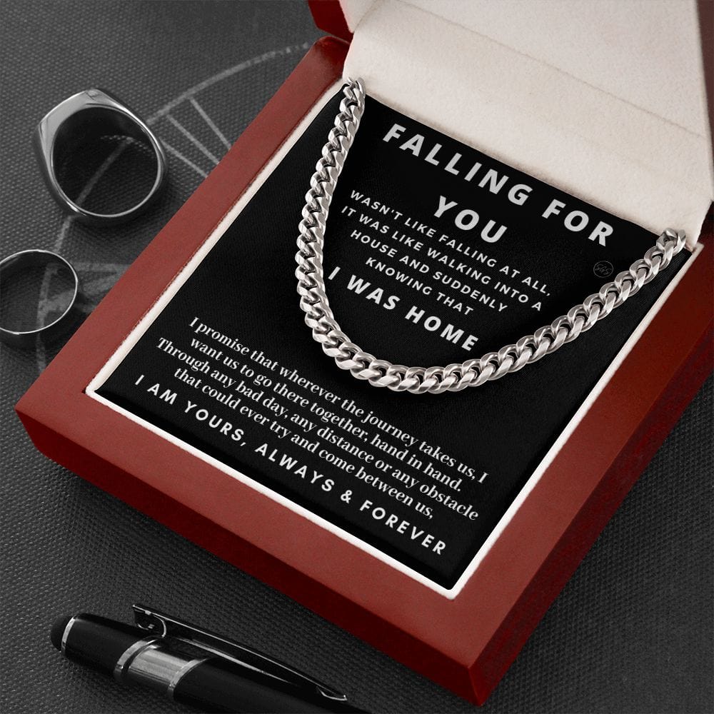 Romantic Gift for Boyfriend | My Man Cuban Link Chain Necklace, Husband Anniversary Gift, Heartfelt Soulmate Gift, Christmas Gift for Him 01