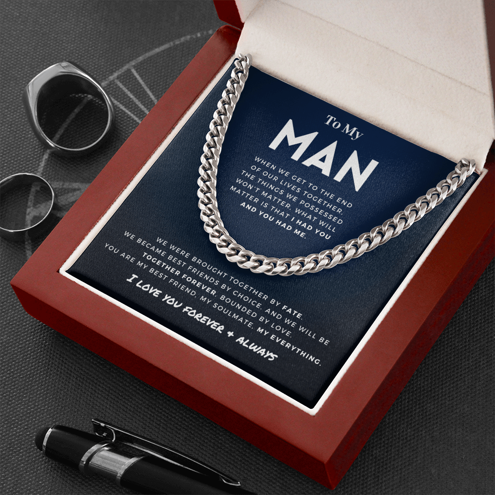 My Man - Better Person - Cuban Link Chain | Anniversary Gift for Husband, for Boyfriend, for Fiancé, Valentine's Day for Him 0128f