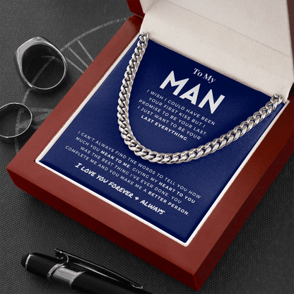 My Man - Better Person - Cuban Link Chain | Anniversary Gift for Husband, for Boyfriend, for Fiancé, Valentine's Day for Him 0128b