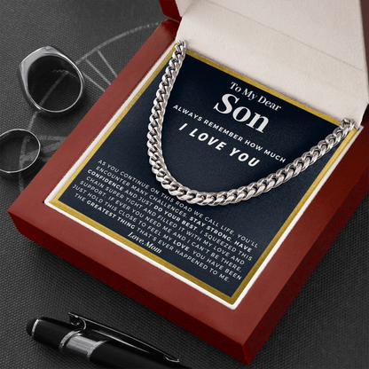 Son - Confident - Cuban Link Chain | Gift for Son from Mom, Proud of You Son, Birthday Gift for Son, Graduation Gift from Mother, Gold