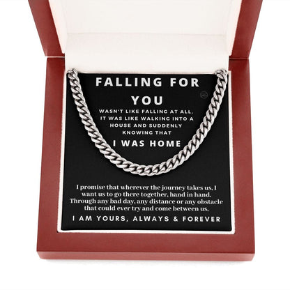 Romantic Gift for Boyfriend | My Man Cuban Link Chain Necklace, Husband Anniversary Gift, Heartfelt Soulmate Gift, Christmas Gift for Him 01