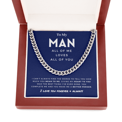 My Man - Better Person - Cuban Link Chain | Anniversary Gift for Husband, for Boyfriend, for Fiancé, Valentine's Day for Him 0128n
