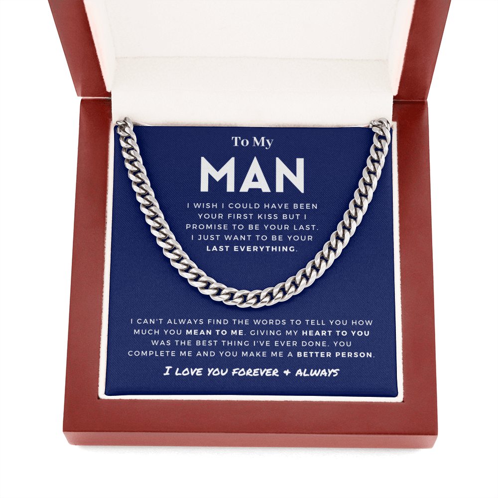 My Man - Better Person - Cuban Link Chain | For Husband, For Boyfriend, For Fiancé, Anniversary Gift, Valentine's Day for Him 0128b