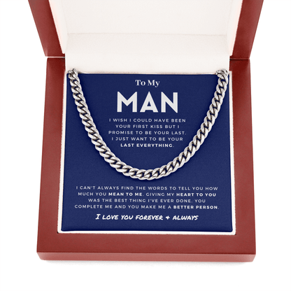 My Man - Better Person - Cuban Link Chain | For Husband, For Boyfriend, For Fiancé, Anniversary Gift, Valentine's Day for Him 0128b