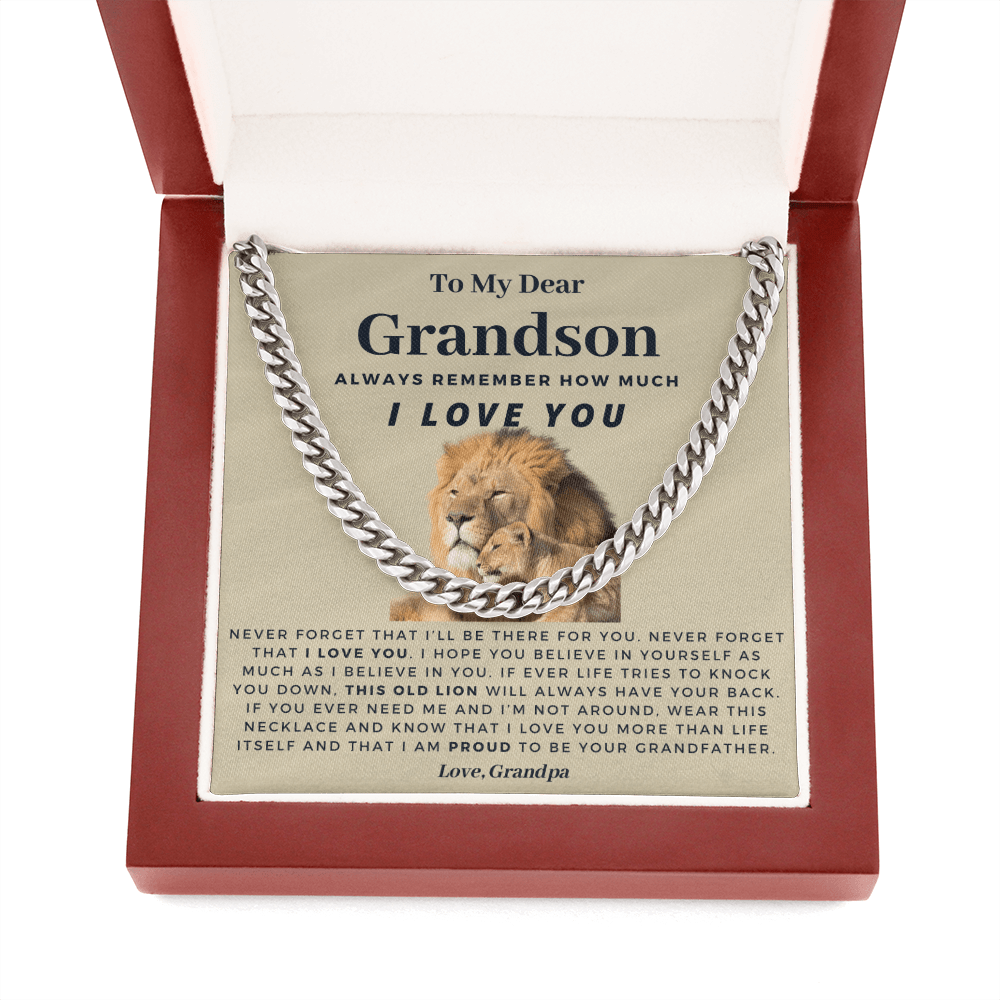 Grandson - This Old Lion - From Grandpa - Cuban Link Chain