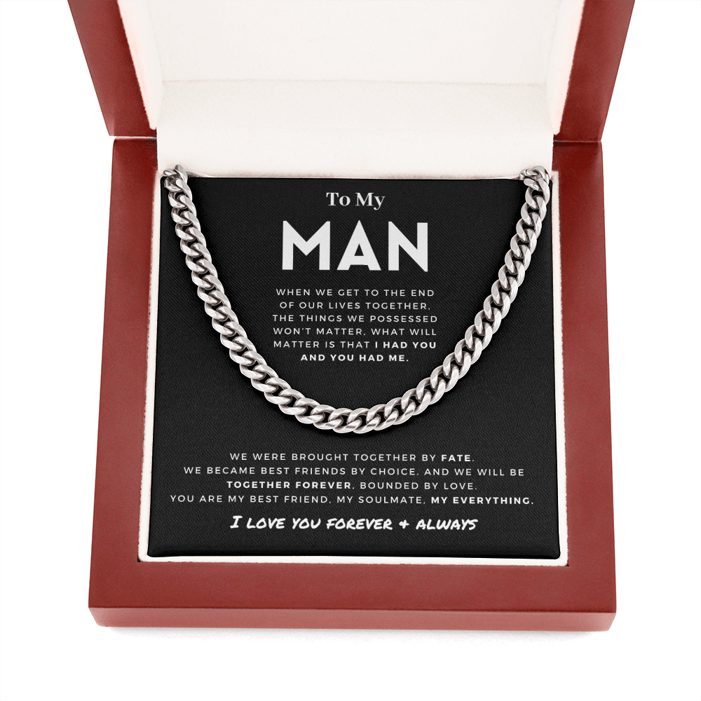 My Man - Better Person - Cuban Link Chain | For Husband, For Boyfriend, For Fiancé, Anniversary Gift, Valentine's Day for Him 0128d