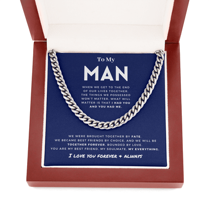 My Man - Better Person - Cuban Link Chain | For Husband, For Boyfriend, For Fiancé, Anniversary Gift, Valentine's Day for Him 0128e