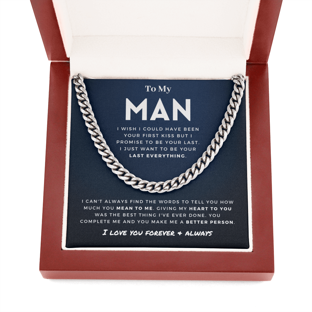 My Man - Better Person - Cuban Link Chain | For Husband, For Boyfriend, For Fiancé, Anniversary Gift, Valentine's Day for Him 0128c