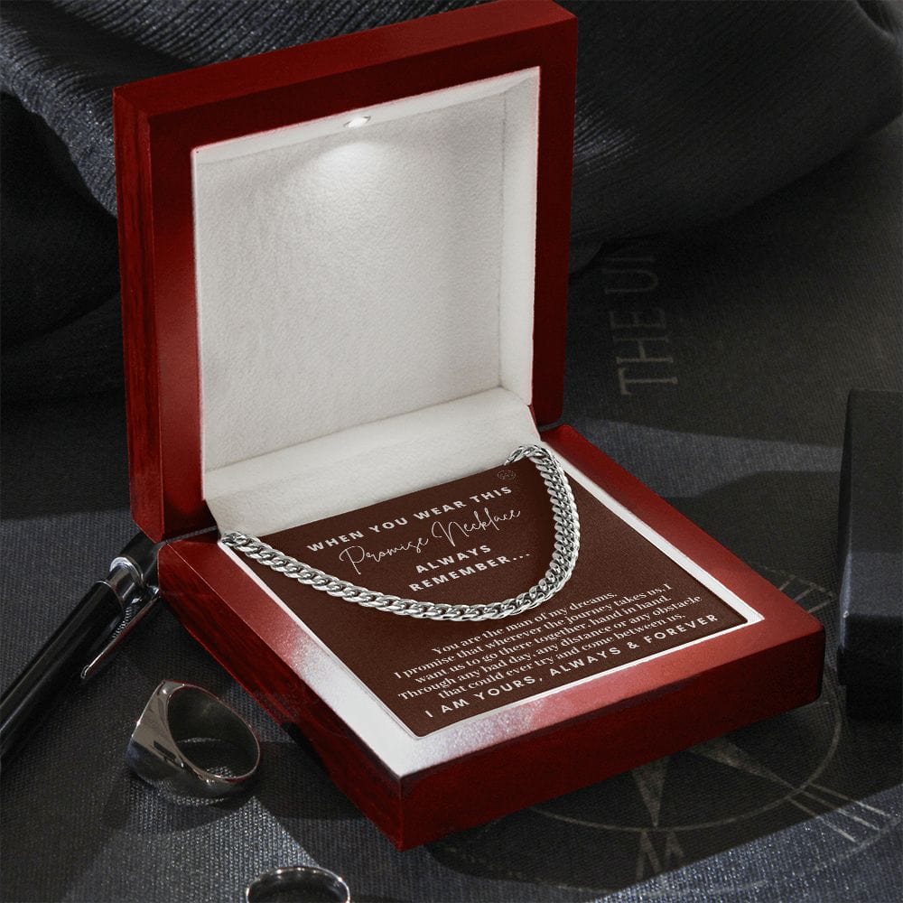 Boyfriend Promise Necklace | Romantic Gift for Boyfriend, Cuban Link Chain, Anniversary, Christmas Gift, Cute Small Gift for Boyfriend 03