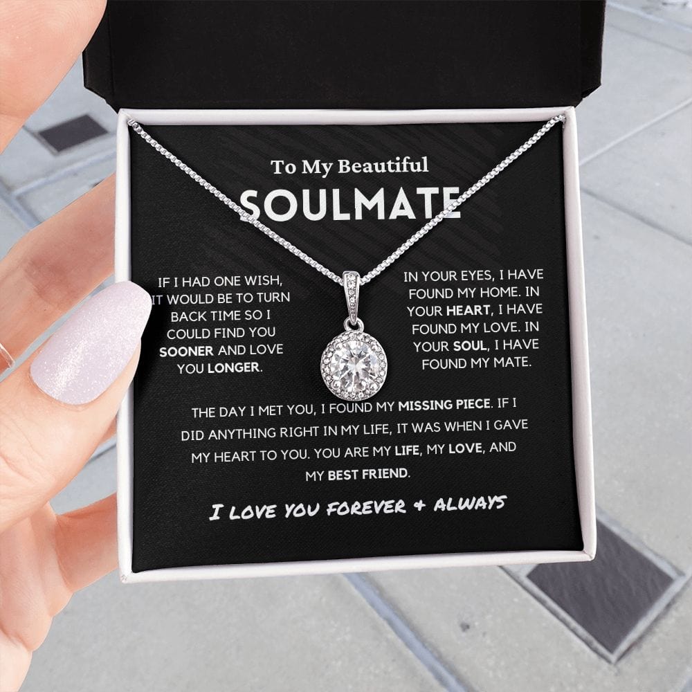 Soulmate - Missing Piece - Eternal Hope Necklace | Romantic Gift for Wife, Fiancé, Girlfriend - Anniversary Gift, Valentine's Day Present