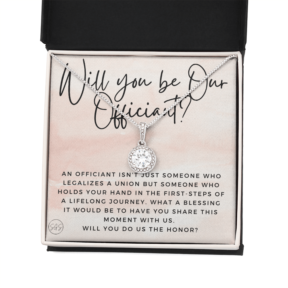 Wedding Officiant Proposal Gift | Will You Marry Us? Will You Be Our Officiant? For Friends, Best Friend Bestie Necklace Bridal Party 0817bE