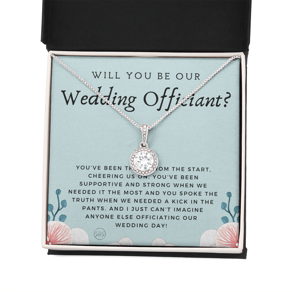 Wedding Officiant Proposal Gift | Will You Marry Us? Will You Be Our Officiant? For Friends, Best Friend Bestie Necklace Bridal Party 0817eE