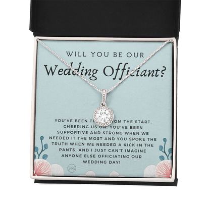 Wedding Officiant Proposal Gift | Will You Marry Us? Will You Be Our Officiant? For Friends, Best Friend Bestie Necklace Bridal Party 0817eE